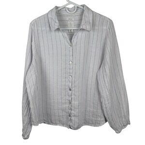 Joie 100% Linen Striped Button Down Top, Size XL